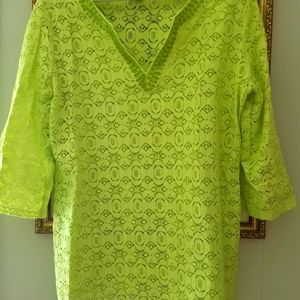 $3/18!🌿Lime Green Cotton Sequined!!V-Neck CoverUp #Glamorous #Pool #Beach